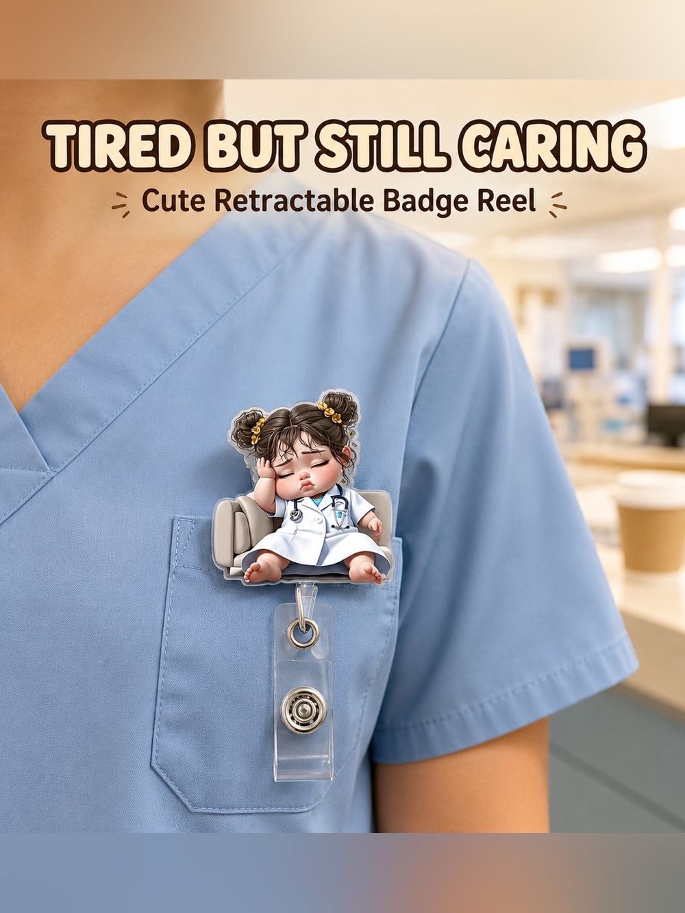 Cute Blue Nurse Badge Reel โ Retractable